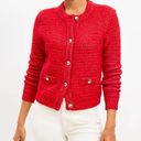 Loft  Stitchy Red  Sweater Jacket | Size  Large Photo 3