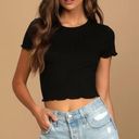 Edge Total Throwback Black Ribbed Lettuce  Cropped TeeT-Shirt Photo 0