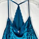 secret treasures Teal Bkue Crushed Velvet Lace Trim Racerback Lounge Tank Top 3X Photo 1