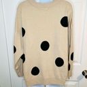 T Tahari  Polka Dot Crew Neck Pullover Sweater Plus Size Tan Khahi Black 1X Photo 2