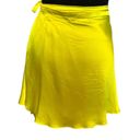 Amanda Uprichard  Anneli Wrap Micro Mini Skirt Lime Green MEDIUM Silk Designer Photo 6