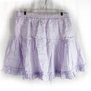 Hill House  The Paz Linen Mini Skirt in Lilac Purple Stripe Ruffle XL Photo 0