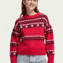 Scotch & Soda  Fair Isle Nordic Knitted Cable Pullover M Red Sweater Wool Alpaca Photo 5