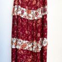 Farm Rio  Antrhopologie Red Ruffle Floral Maxi Skirt Photo 5