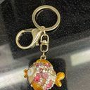 blowfish Bedazzled  Gold & Pink Crystal Bag Charm Keychain Photo 0