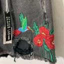 Hummingbird Black denim high waisted shorts with flower embroidery and  butterfly Photo 2