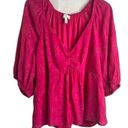 Sofia Vergara  Vneck 1/2 Sleeve Eyelet Blouse‎ Plus Size XXXL Photo 0