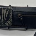 Pendleton  Black Leather Zip Wallet Clutch Wristlet Wool Accent 4.5 × 9" Photo 0