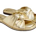 J.Crew  Leather Menorca Padded Twist Knot Flat Sandals Gold Metallic Size 7 Photo 13