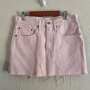 Levi’s  Womens Light Baby Pink Denim Jean Raw Hem Mini Skirt Barbie White Tab 27 Photo 0