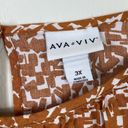 Ava & Viv  Orange & White Patterned Puff Sleeve Shirt Blouse Photo 2