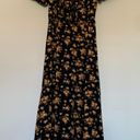 Amazon Women’s Small  Black Yellow Gold Floral Tie Front Milkmaid Midi Dress Photo 0