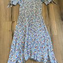 Faithfull the Brand  Size 2 XS Emilia Jasmine Floral Blue Midi Dress Short Sleeve Photo 0