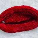 Vintage Y2K Red Fuzzy Soft Crochet Bohemian Winter Hat Photo 1