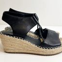 Eileen Fisher  Agnes Slip On Espadrilles Wedge Sandals Black Leather Women's 7 Photo 3