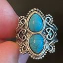 Turquoise stone silver plated ring size 4 Photo 3