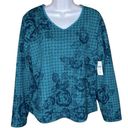 Coldwater Creek  | NEW Green Tonal Floral Printed Fleece Top S 6-8 Photo 0