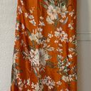 Impressions Satin Orange Floral Print Midi Skirt Photo 3