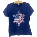 Krass&co Port &  LARGE Womens Blue American Snowflake Christmas Tee Shirt T-Shirt Photo 0