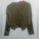 BCBG MAXAZRIA Ania Dusty Olive Moto Blazer Jacket Sz M Photo 6