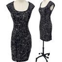 Sue Wong  Sheath Dress Ribbon Soutache Floral Pattern Scoop Neck Black White 0 Photo 1