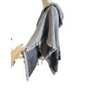 Cocogio One Size Hooded Fringe Gray Sweater Wrap Made In Italy Wool Blend Photo 2