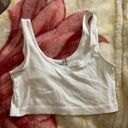 Divided Medium White Ribbed Cropped Tank Top Photo 0