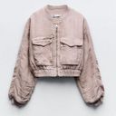 ZARA  Tan Linen/Cotton Bomber Jacket(Size Small) Photo 0