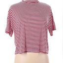 Miss Selfridge Mock Neck Striped Short Sleeve T-Shirt Photo 0