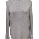 Tahari  Gray Black Striped Stretch Turtleneck Shirt Size Small Photo 0