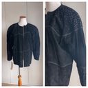 Vintage Suede Leather Jacket 90s Size Small Oversized black Embellsished Photo 1