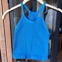 Free People FP Movement Tank Top Ribbed Happiness Runs Crop Cobalt Cote Azur high neck Photo 0