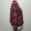 Maurice's  Berry Plaid Flannel Long Sleeve Cropped Button Down Shacket Size Large Photo 3