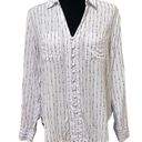 Velvet Heart  White Black Boho Striped Dots Button Down Shirt Size Medium Photo 3