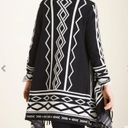 Chico's Chico’s Aztec print open front fringed cardigan front Black White  size XL Photo 13