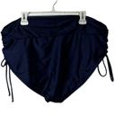 Time And Tru  2XL 20/22 Navy Blue Bikini Bottoms Side Ties Rouching Summer Spring Photo 1