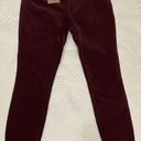 Duluth Trading  Co Womens Corduroy High Rise Skinny Ankle Pants SZ 2 Burgundy NWT Photo 0