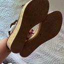 Kate Spade  Tisdale Leather Brown Luggage Flower Wedge Sandal Platform Heels Photo 6