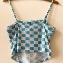 Self Esteem Flower Checkered Turquoise Cropped Top Photo 6