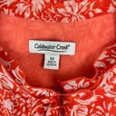 Coldwater Creek  Top Womens XS Button Up Blouse Orange Floral Lined Short Sleeve Photo 1