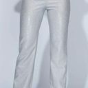 Meshki Silver Glitter High Waisted Straight Leg Pants  Photo 2