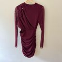 House Of CB  Lucinda Mulberry Long Sleeve Mesh Cut Out Mini Dress Photo 2