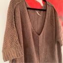 Free People  Beige Brown Oversize Loose Knit Slouchy Sweater Sz S Small Photo 2