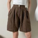 Bermuda vintage 90s brown linen high waisted pleated front  dressy mom shorts Photo 0
