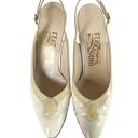 Salvatore Ferragamo Vintage Ferragamo Slingback Heels White & Bone Leather Women’s Size 8 Pump Italy Photo 5