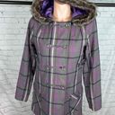 Volcom  flannel/plaid double breasted jacket with Faux Fur Hood Medium Photo 0