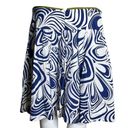 CAbi  Skirt Women 8 Lombard White Blue Geometric Swirl A-Line Office Artsy Preppy Photo 2