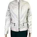 Apt. 9  Womens Jacket Coat Faux Leather Quilted Moto Biker Ivory Small Photo 0