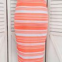 Brat Star  Neon Striped Pencil Skirt Small White Pink Photo 5