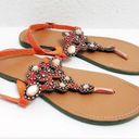 Bamboo  Thong Sandals Embellished Orange Shoe Size 9 Photo 1